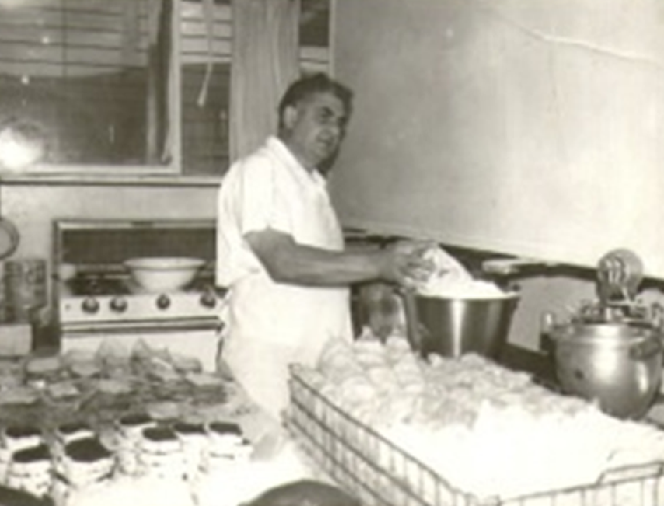Albert Schullo in the kitchen circa 1962