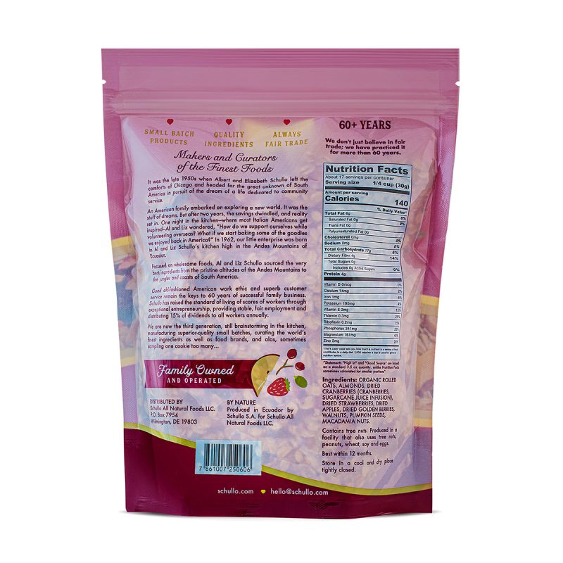 Fruit Musli with Fruit - back of package - Schullo