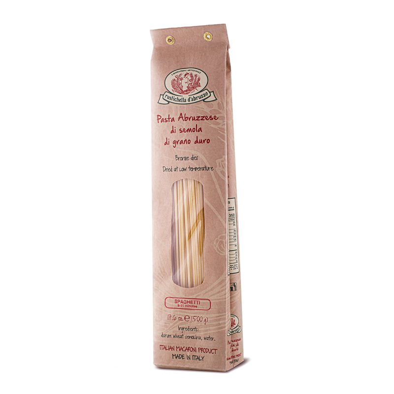 Rustichella d'Abruzzo premium Italian Spaghetti 500g front of package - Schullo