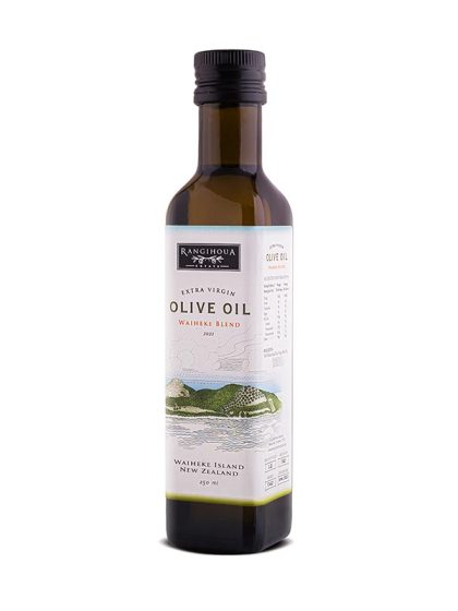 Rangihoua Estate extra virgin olive oil Waiheke blend - front of bottle - Schullo