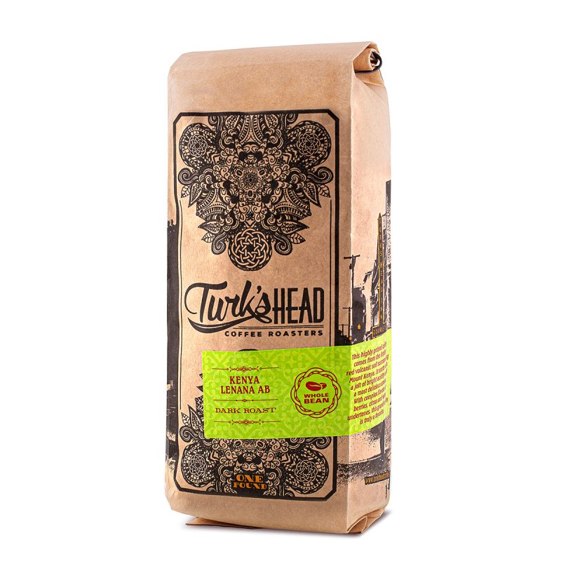 Turk's Head coffee beans from Kenya dark roast - front of package - Schullo