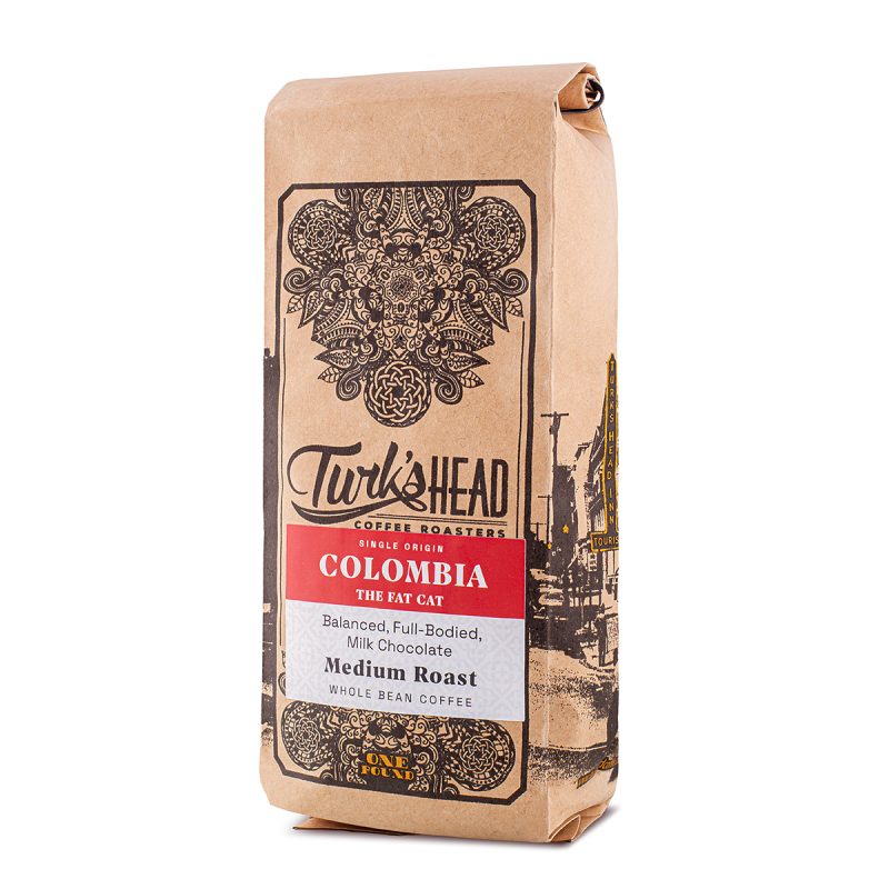 Turk's Head single origin Colombia coffee beans medium roast - front of package - Schullo