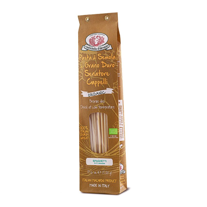 Rustichella d'Abruzzese organic spaghetti - front of package - Schullo
