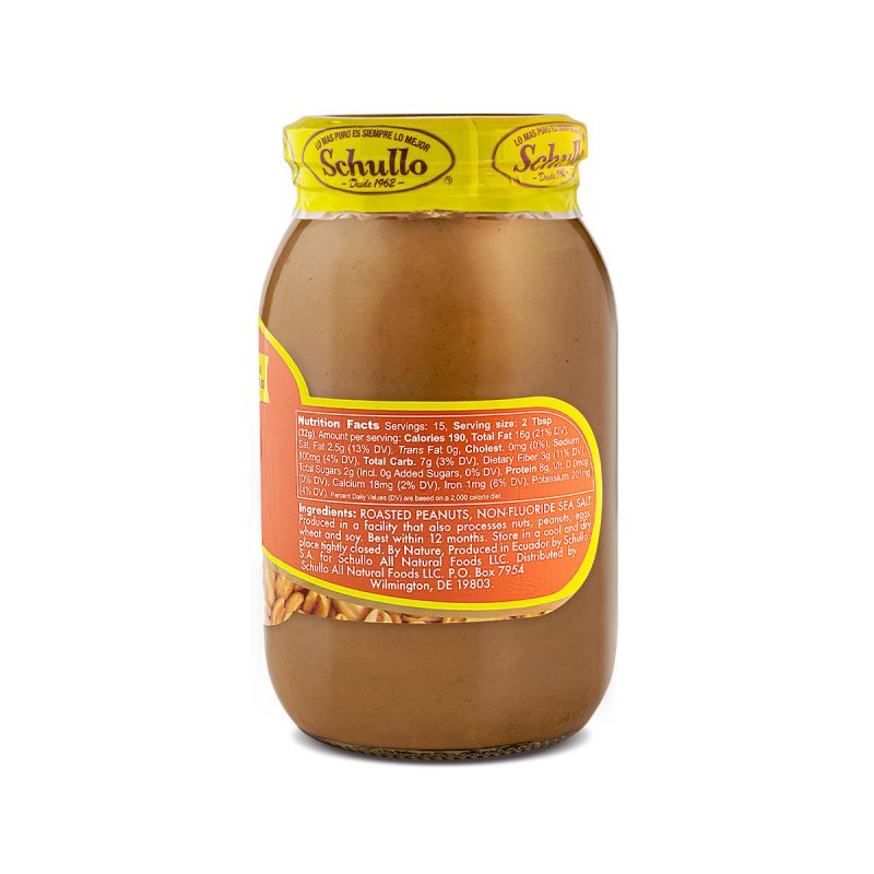 Schullo All Natural Peanut Butter - back of jar