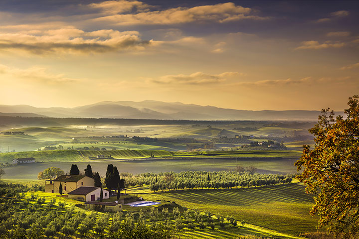 Fettuccine from Italy - photo of fields and mountains - Schullo