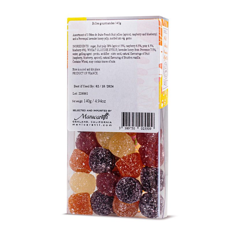French Jelly Candies Honey Lavender Gems - back of package - Schullo