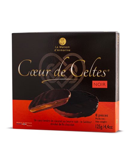La Maison d'Amorine Caramel in Dark Chocolate - front of package - Schullo