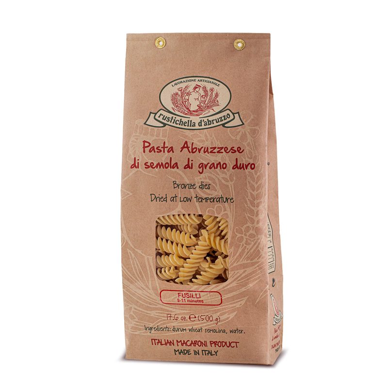 Rustichella pasta abruzzese di semola Fusilli - front of package - Schullo