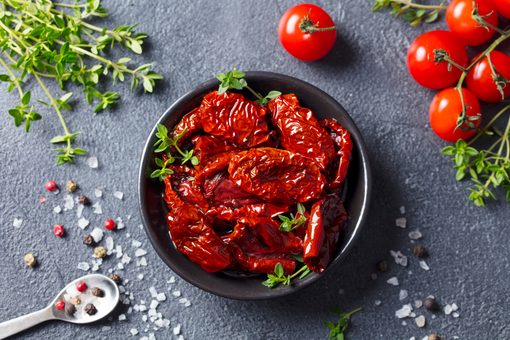 Sun dried tomatoes in dish