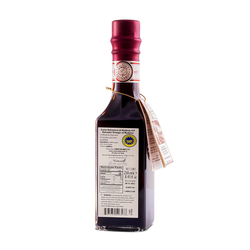Leonardi Balsamic Vinegar Red Seal - back of bottle - Schullo