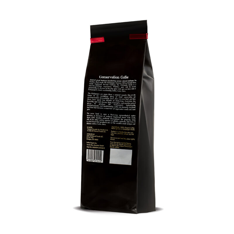 Schullo lava Java coffee beans back of packet