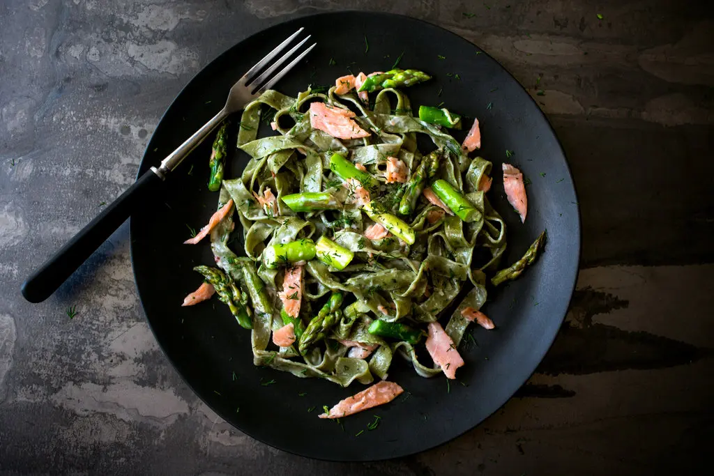 Recipe: Fettuccine with Asparagus and Smoked Salmon