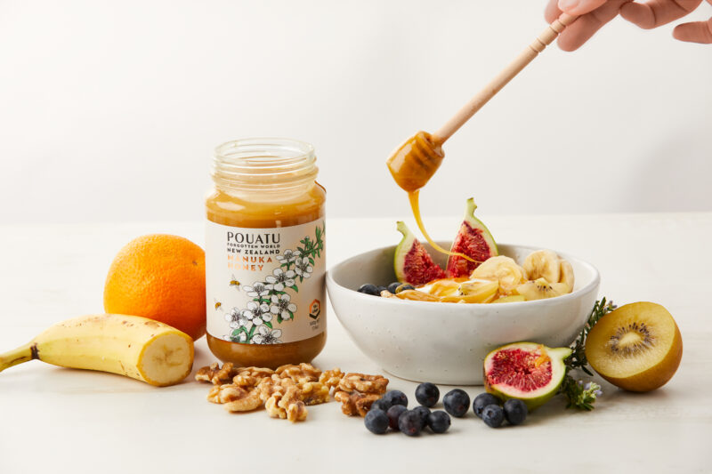 Manuka honey with granola. Schullo All Natural Foods