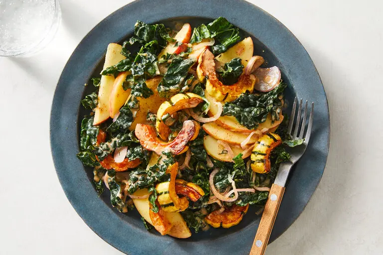 Kale and Squash Salad With Almond-Butter Vinaigrette Recipe