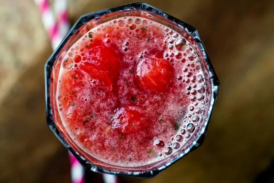 Photo of glass of watermelon mint smoothie