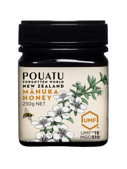Pouatu Manuka Honey 15+ 250g front of jar