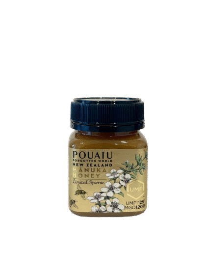 Pouatu Manuka Honey 25+ front of jar