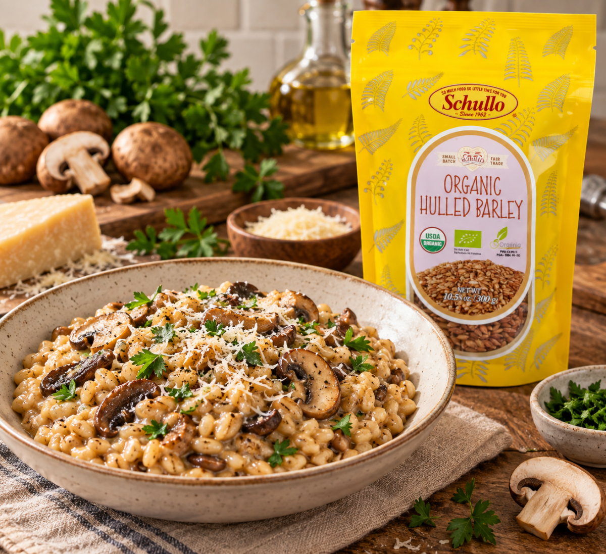 Creamy Mushroom Barley Risotto